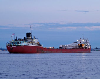 Lake Superior, Freighter Fine Art Photography, Duluth Minnesota, 8 x10 Nautical Decor,  5 x 7 Wall Art