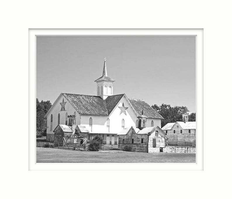 Rural America, Star Barn, Fine Art Photography, Black and White, Classic Barn, 8 x 10 Wall Art, Historic Pennsylvania image 2