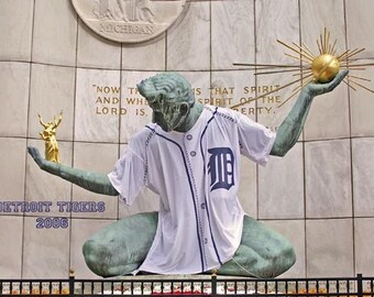 Spirit of Detroit, Baseball Photography, 5 x 7 Sports Decor, Jersey Print