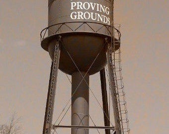 Packard Water Tower, Sepia Style Print, Architecture Photo, 5 x 7 Wall Art