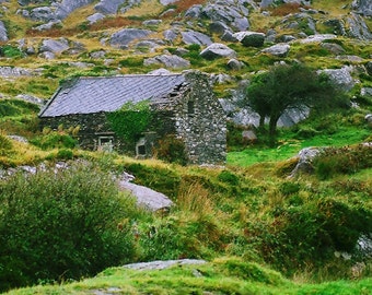 Stone Cottage Fine Art Color Photography, Ring of Kerry, 5 x 7 Irish Photo, Wall Landscape Print, Home Decor