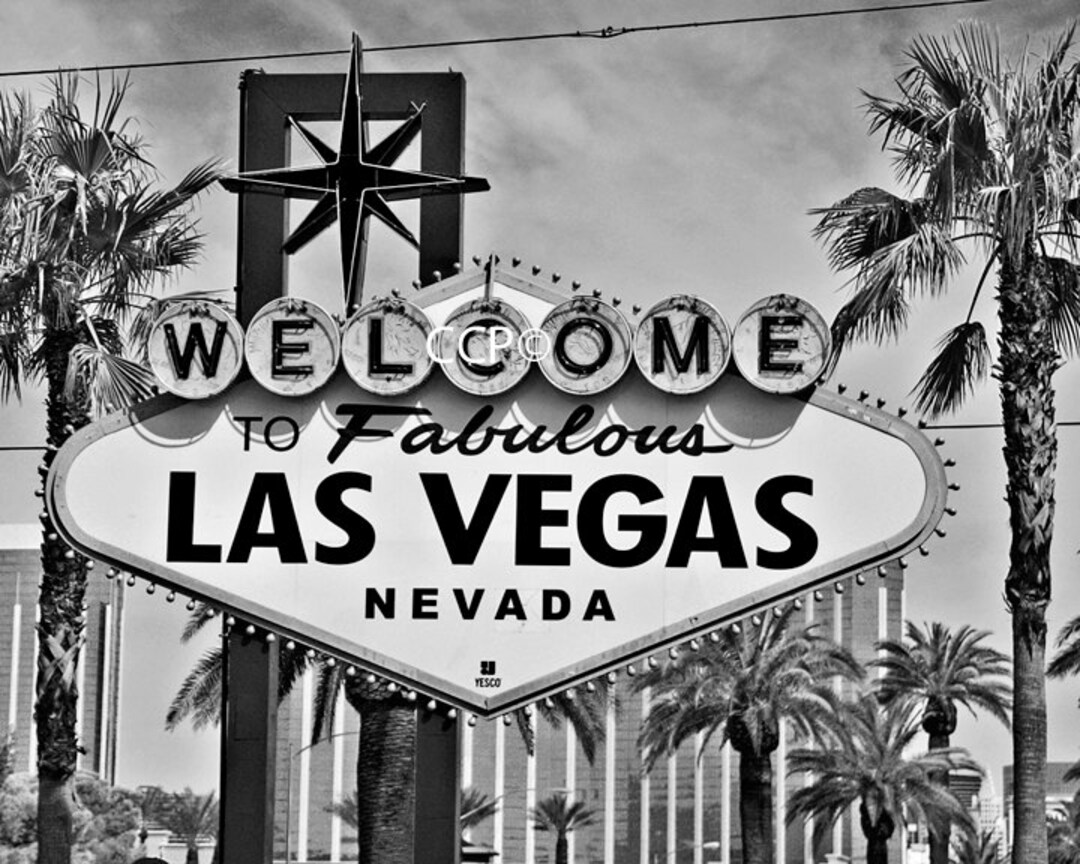 Las Vegas Sign Black and White Fine Art Photography, Sign