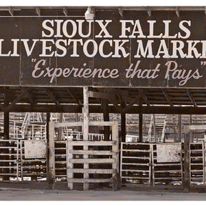 Sioux Falls South Dakota, Sepia Photography, Old Stockyards, Livestock Market, 5 x 7 Architecture