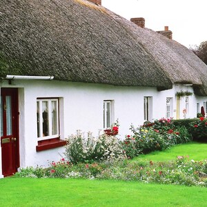 Thatched White Cottage Irish Photography, 5 x 7 Ireland Print, Wall Decor