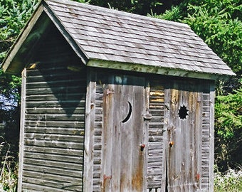 Rural America, Moon And Sun Outhouse, Fine Art Photography, Rustic Print, Out House Photo,  5 x 7 Wall Art