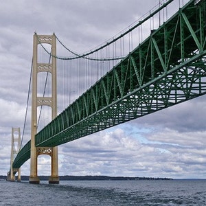 Mackinac Bridge, Fine Art Photography, The Mighty Mac, Michigan Decor, 5 x 7 Home Decor, Color Print, Straits of Mackinac image 1