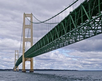 Mackinac Bridge, Fine Art Photography, The Mighty Mac, Michigan Decor, 5 x 7 Home Decor, Color Print, Straits of Mackinac