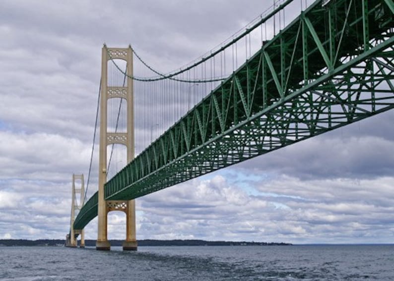 Mackinac Bridge, Fine Art Photography, The Mighty Mac, Michigan Decor, 5 x 7 Home Decor, Color Print, Straits of Mackinac image 1