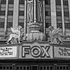 5 x 7 Detroit Fox Theater, Fine Art Photography, Black and White, Retro Architecture