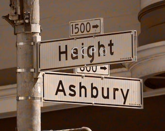 Haight Ashbury Street Sign Fine Art Photography, 8 x 10 California Print, San Francisco Decor, Sepia Style , Wall Art