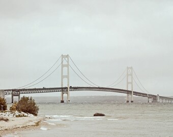 Mackinac Bridge, Mighty Mac, Michigan Photography, 8 x 10 Landscape, Wall Art