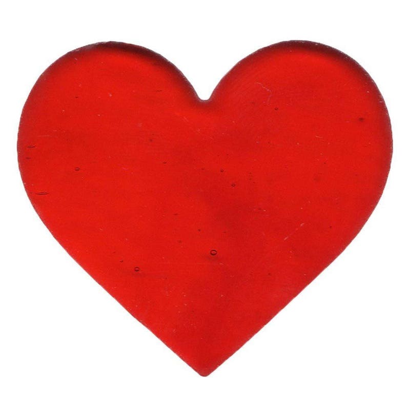 1 Precut 90 COE GLASS Heart Red Clear Lavender White Red Mint Yellow CHOICE