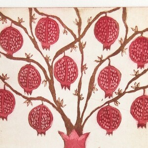 etching, Pomegranate Girl, hand printed on paper, limited edition, signed and numbered, fruit, mariann johansen-ellis image 4