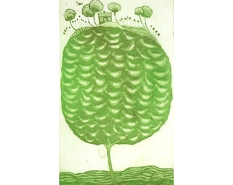 etching, Bird Tree, hand printed on paper, limited edition, signed and numbered, mariann johansen-ellis