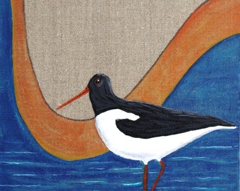 original painting, Oystercatcher, ready to hang, signed, Mariann Johansen-Ellis