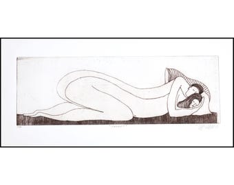 etching, Lovers II, couple in love, handprinted, signed, Mariann Johansen-Ellis