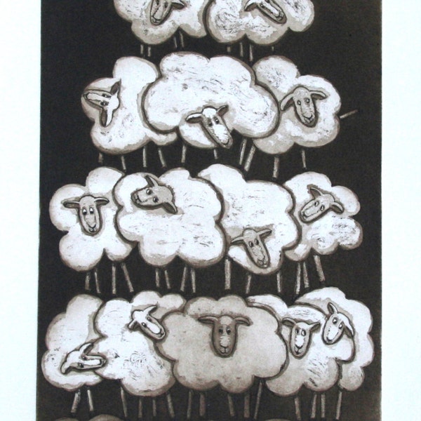 Etching, Woolicious, sheep, chocolate brown, cream, home interior, country cottage, farm style, farm kitchen, nature, landscape, organic,