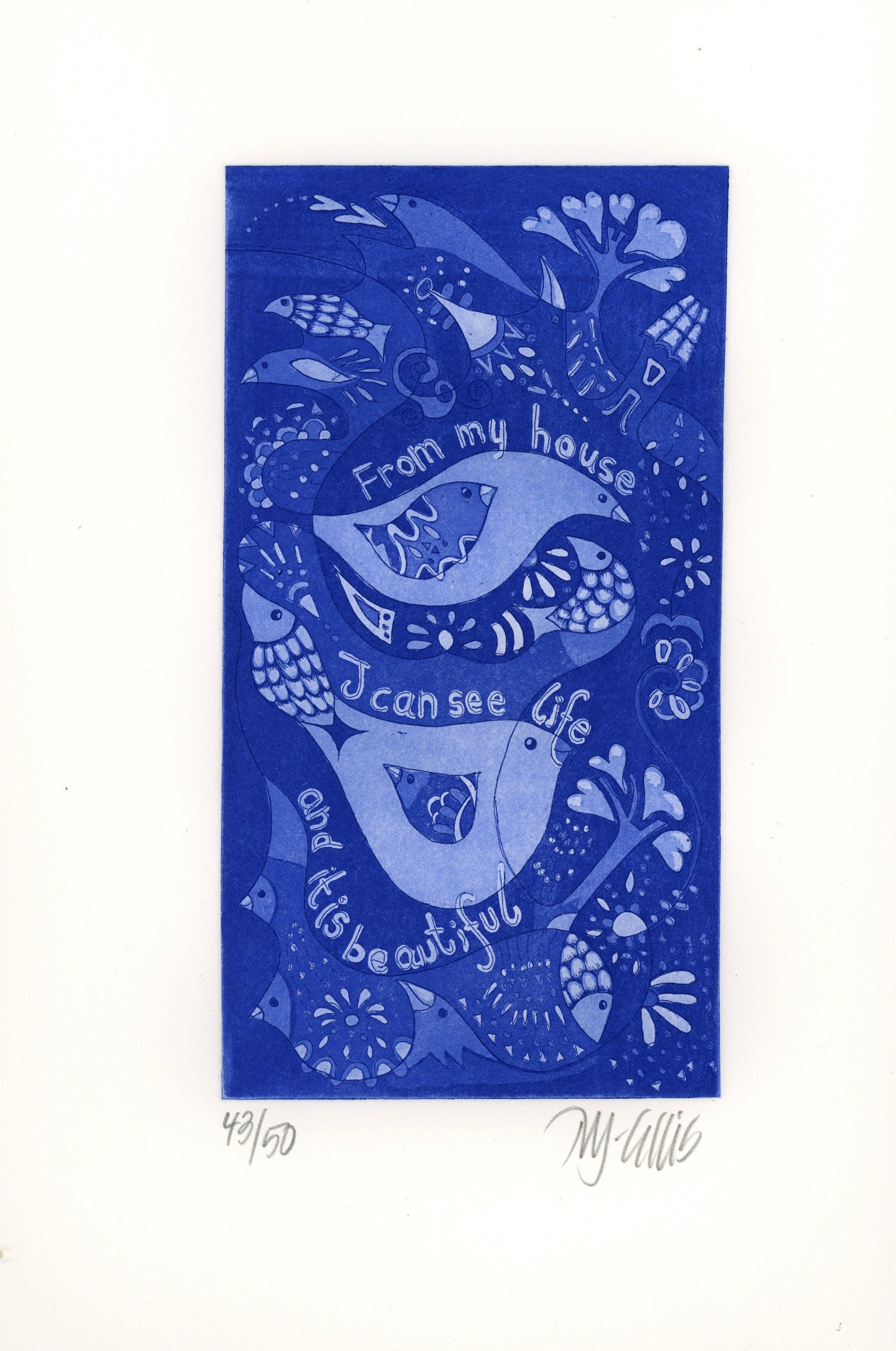 Etching Printmaking Life is Beautiful Handprinted on Paper Etsy