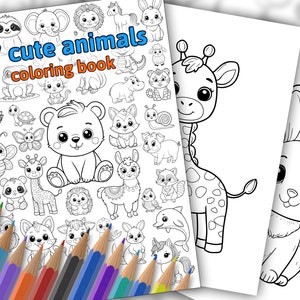 37 Süße Tiere Malbuch für Kinder, PDF Download