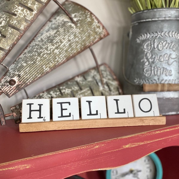 Scrabble Tiles for Tiered Trays, Bookshelves, Entry Tables, Desks and More! Personalize With Your Own Word!