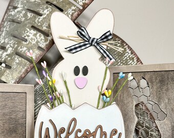 Wood Welcome Spring Bunny