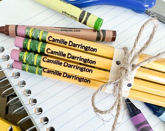 Crayons personnalisés | Crayons de retour à l'école | pastels | Jaune | Ticonderoga #2