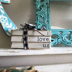 Mini Book Stacks | Farmhouse Style | I Love Us | Rustic Home Decor | Tier Tray | Set of 3 | Book Bundle | Wood Books