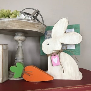 Wooden Bunny and Carrot | Easter Home Decor |Spring Bunnies | Wood Bunny | Rustic Home Decor