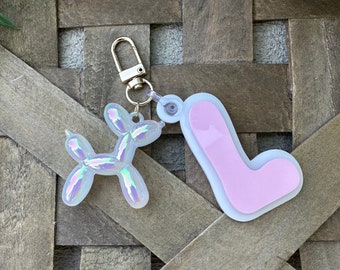 Personalized Monogram Balloon Dog Keychain Bag Tag