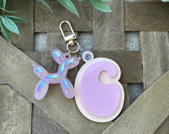 Personalized Monogram Balloon Dog Keychain Bag Tag