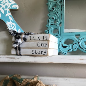Mini Book Stacks | Farmhouse Style | This Is Our Story | Rustic Home Decor | Tier Tray | Set of 3 | Book Bundle | Wood Books