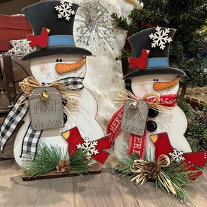Standing Snowbird Snowmen Set of 2