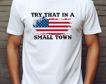 Try that in a small town JASON ALDEAN men or women's Unisex Softstyle T-Shirt