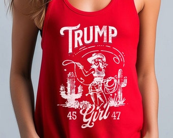 Trump Girl 2024 Frauen Tanktop. Konservatives Damen Tank Top. Cowboy Vintage Style Damen Tank Top. Republikaner Tank Top.
