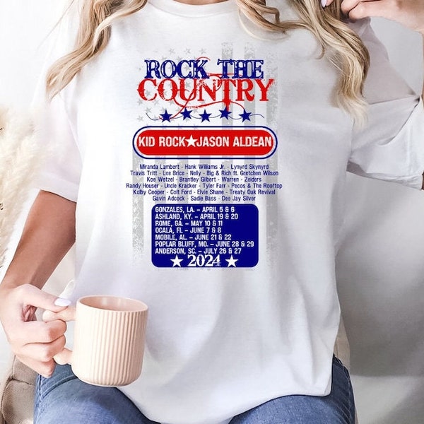 Rock the Country 2024 Concert Shirt. Jason Aldean and Kid Rock Concert Shirt.