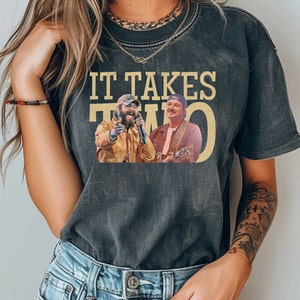 It Takes Two Wallen Malone Vintage Distressed Shirt. Cowboy-Malone-Shirt. Sommer-Konzert-Shirt. Ich hatte etwas Hilfe-Konzert-T-Shirt.
