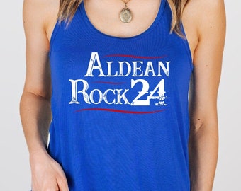 Aldean Rock Funny Campaign Shirt. Rock the Country Women's Racerback Tank Top. Summer Concert Shirt. Country Music Festival Tank Top.