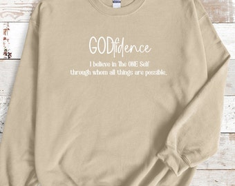 GODfidence: believing in The ONE Self through whom all things are possible Christian Sweatshirt. Unisex Heavy Blend™ Crewneck Sweatshirt