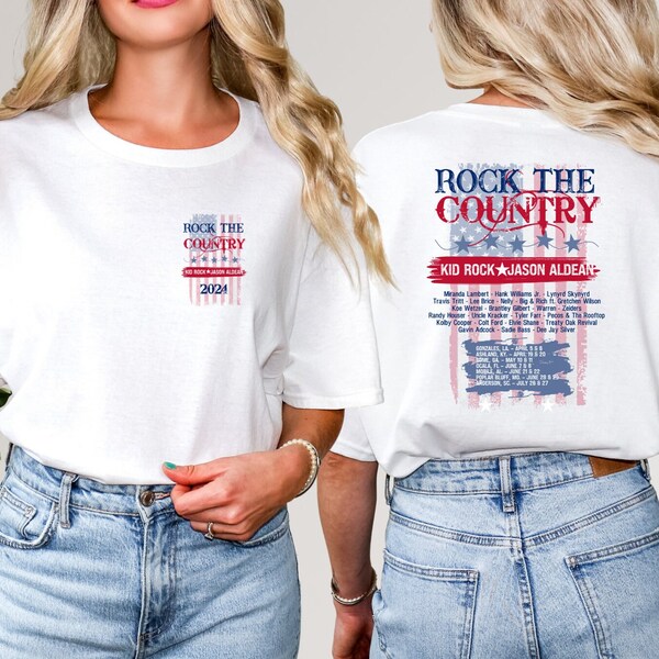 Rock the Country 2024 Concert Shirt. Jason Aldean and Kid Rock Concert Shirt.