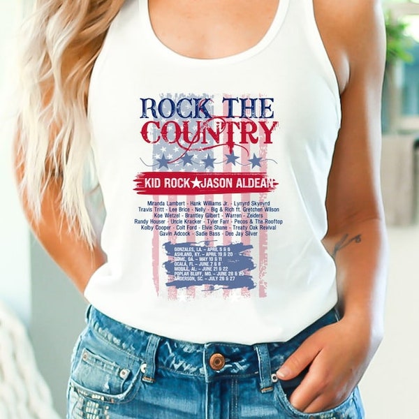 Rock the Country Women's Racerback Tank Top. Summer Concert Shirt. Country Music Festival Tank Top. Gift for Her.