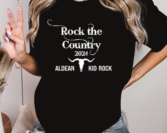 Rock the Country 2024 Concert Shirt. Jason Aldean and Kid Rock Concert Shirt.