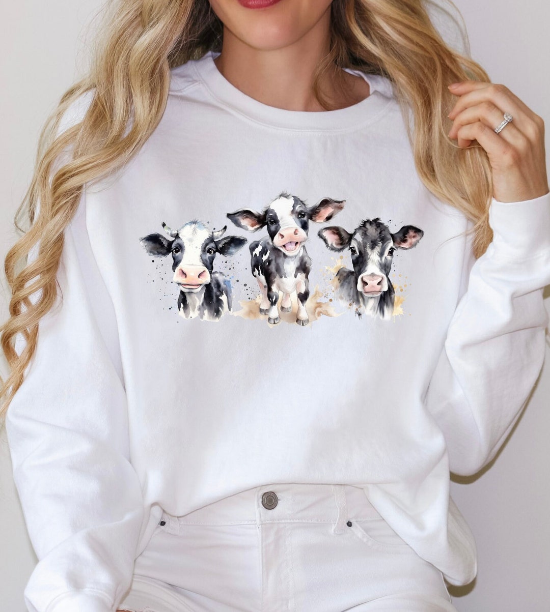 Cute Dairy Cow Sweatshirt. Graphic Crewneck Sweatshirt. Gift Etsy UK