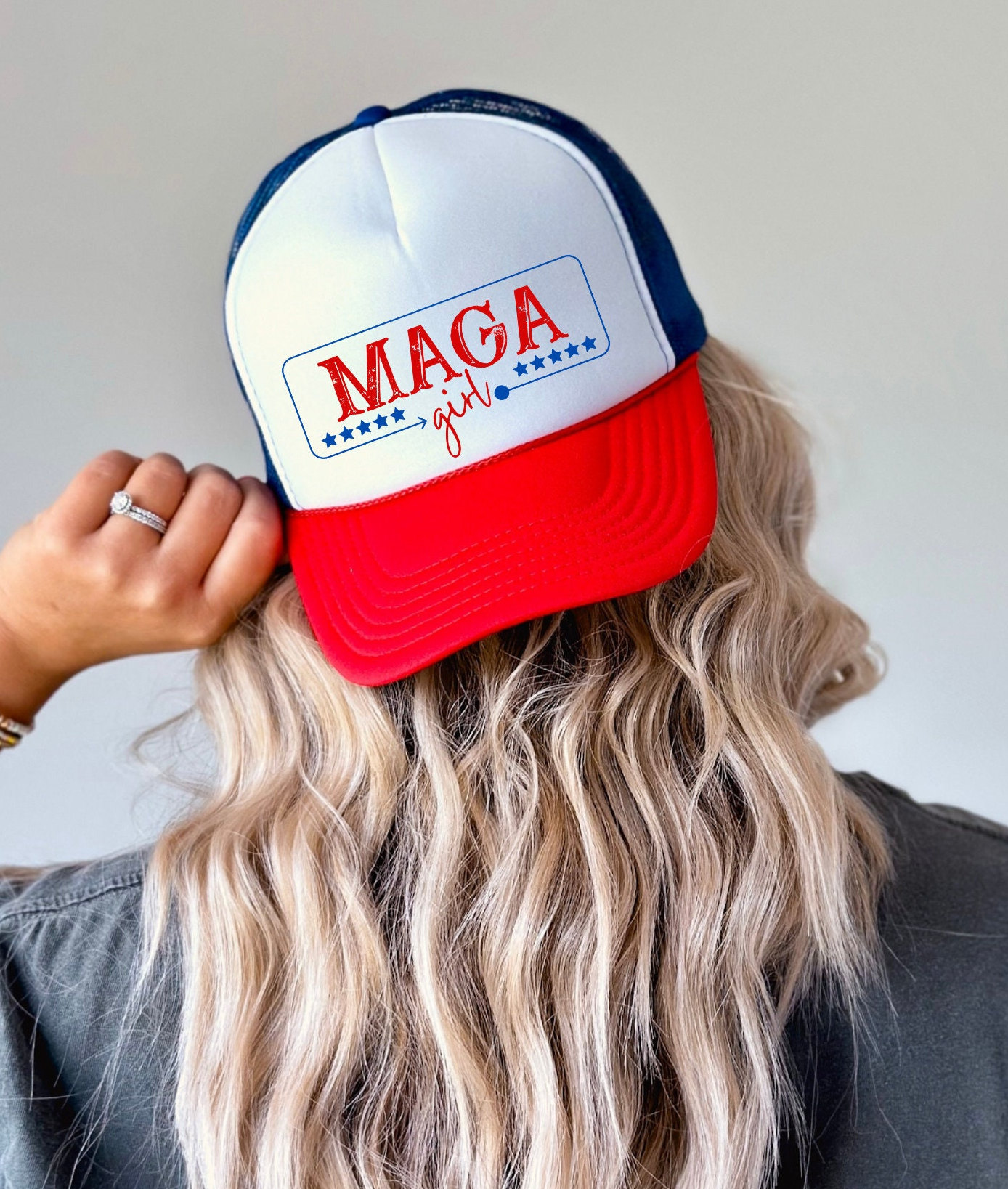 The MAGA Mall Patriotic Let\'s Go Brandon Caps Set Of 2 Red & White Finishing our Presidents main image 4