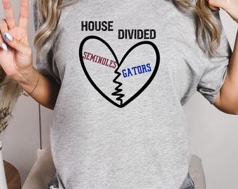 HOUSE DIVIDED Custom Personalized Football Sport Game Day men or women's t shirt. Bella Canvas 3001. Unisex Jersey Short Sleeve T