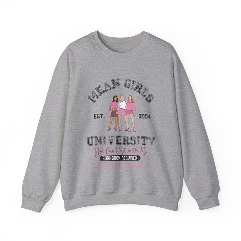 Felpa divertente della Mean Girls University. Mercoledì ci vestiamo di rosa. Girocollo con grafica cinematografica divertente. Regalo per lei. immagine 7