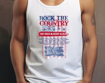 Rock the Country Men or Women's Country Music Unisex Heavy Cotton Tank Top. Jason Aldean and Kid Rock Summer Concert Shirt.