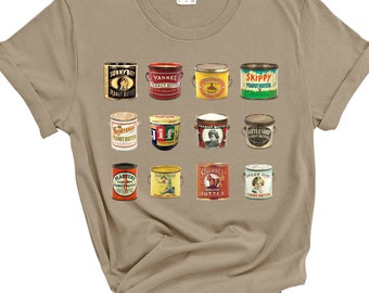Vintage PEANUT BUTTER jars Funny and Trendy Comfort Colors shirt. Women's shirt. Retro shirt. Boho shirt. Unisex Garment-Dyed T-shirt.