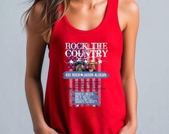 Rock the Country Women's Racerback Tank Top. Summer Concert Shirt. Kid Rock Shirt. Country Music Festival Tank Top. Mobile, AL line up.