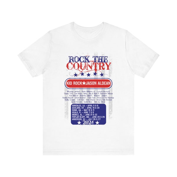 Rock the Country 2024 Concert Shirt. Jason Aldean and Kid Rock Concert Shirt.