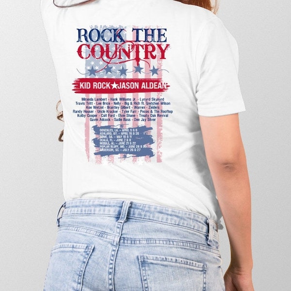 Rock the Country 2024 Concert Shirt. Jason Aldean and Kid Rock Concert Shirt.
